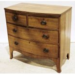 Late 19th/early 20th century mahogany bowfront chest of two short over two long drawers, on swept