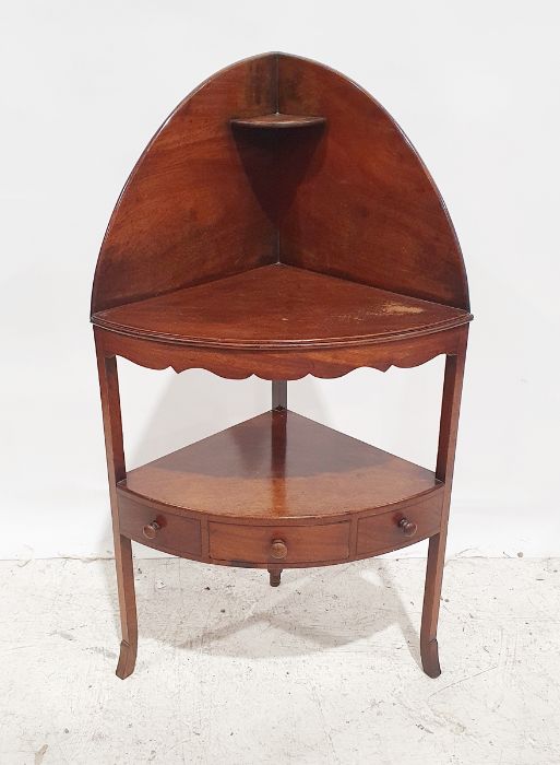 19th century mahogany two-tier corner washstand and one further (2)