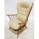 20th century Ercol armchair with upholstered seat and back