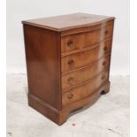 20th century walnut serpentine-fronted chest of four long drawers, on bracket feet, 66cm x 83cm