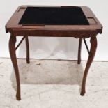 20th century walnut effect folding games table, labelled Dorchester Bridge Table underneath