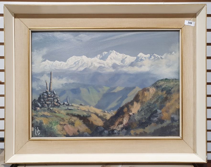 Jimmy Hulbert (20th century) Oil on canvas board Mountainous view, signed with monogram lower - Image 2 of 4