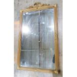 20th century rectangular wall mirror with carved swag decoration to the top, 108cm x 62cm