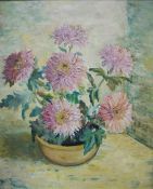 Terry Toseland (20th century) Oil on panel  "Princess Anne", floral study, unsigned, labelled verso,