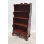 20th century mahogany waterfall bookcase with two drawers under, on ogee bracket feet, 77cm x