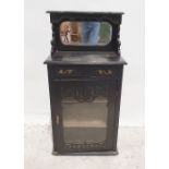 Victorian mirror-back cabinet with single drawer above glazed door, on plinth base, 54cm x 106cm