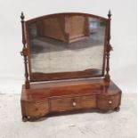 19th century mahogany box-base dressing table mirror with arched top, on turned and block