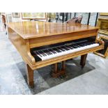 John Broadwood & Sons of London cross strung baby grand piano in walnut case, on square section