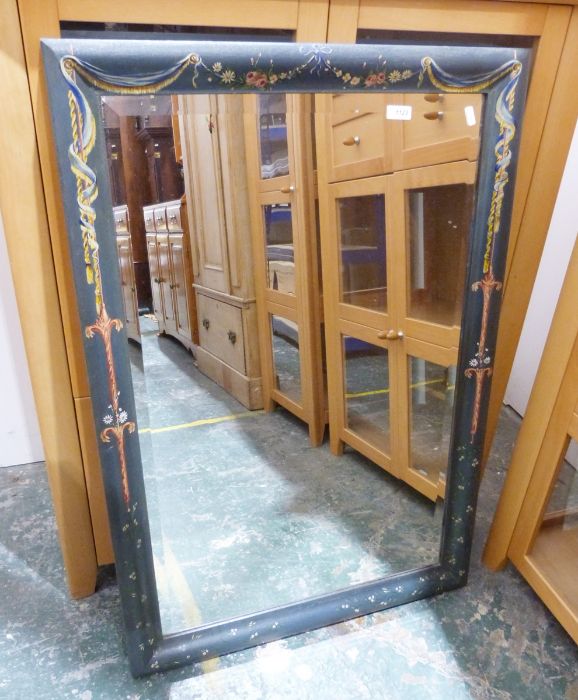 Rectangular mirror with bevel edge and painted frame, 66.5cm x 98cm  Condition ReportProbably