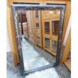 Rectangular mirror with bevel edge and painted frame, 66.5cm x 98cm  Condition ReportProbably