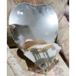 20th century mirror with heart-shaped back glass, in a heart-shape with shelf