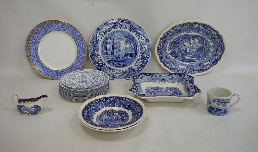 Quantity of blue and white Masons 'Vista' pattern graduated jugs, Spode 'Italian' pattern mug, etc