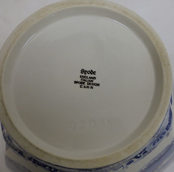 Pair of Spode blue and white lidded vases 'Italian' pattern, hexagonal shaped, 40cm high approx. (2) - Image 2 of 5