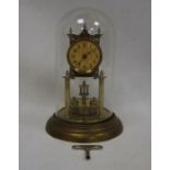 German dome-cased brass mantel clock with Arabic numerals to the dial