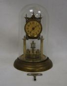 German dome-cased brass mantel clock with Arabic numerals to the dial