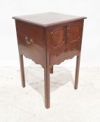 19th century mahogany night stand, the square top with moulded edge above two cupboard doors and