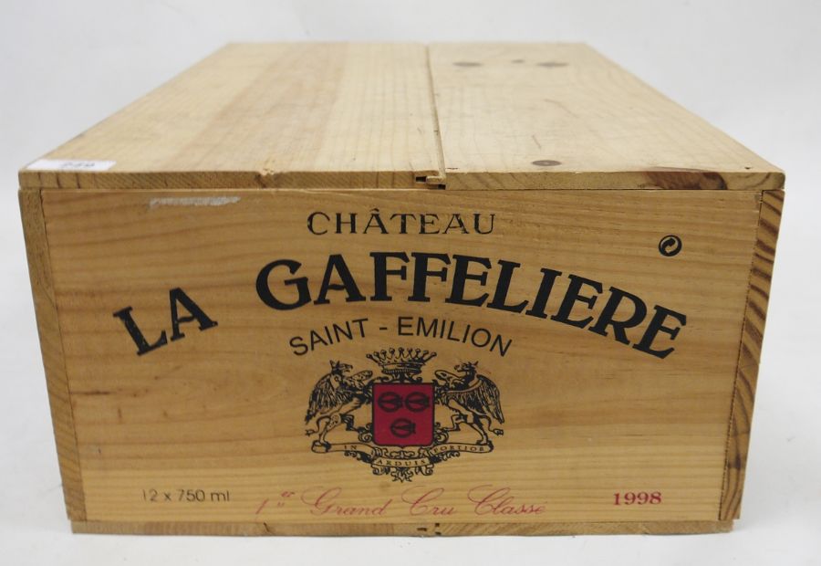 One boxed case (12 bottles) Chateau La Gaffeliere Saint-Emilion 1998