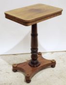 19th century mahogany occasional table, the rectangular top with rounded corners, on turned column