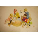 British school (mid 20th century) Watercolour  "The Adoration", titled in pencil and signed with