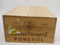 One boxed  case (12 bottles) Chateau Bourgnef, Pomerol, 2005