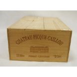 One boxed case (12 bottles) Chateau Picque Caillou Pessac-Leognan 2001