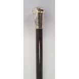 Victorian silver-mounted and wooden walking cane, Birmingham (date and maker worn), initialled and