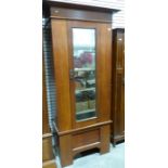 Early 20th century walnut single mirrored door wardrobe 90cm x 198cm