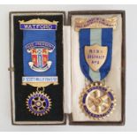 Silver-gilt and enamel Rotary medal having blue ribbon, gross weight approx. 25g and another