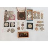 Quantity of various old coins, banknotes and other collectables (1 box)