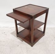 20th century campaign-style occasional table, the rectangular top with brass inlay and rounded