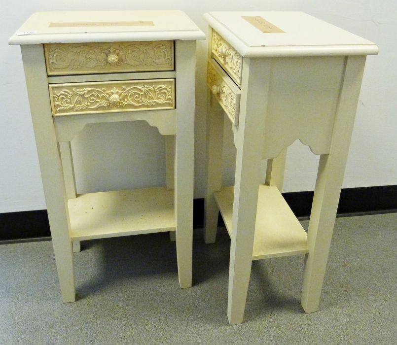 Pair of 20th century white painted two-drawer bedside tables (2)  Condition ReportWooden handles