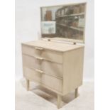 Painted mid century modern Austinsuite dressing chest, the mirrored superstructure above three