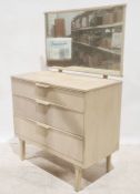 Painted mid century modern Austinsuite dressing chest, the mirrored superstructure above three