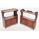 Two wall-hanging racks and a 19th century rosewood and satinwood banded four-tier corner whatnot (3)