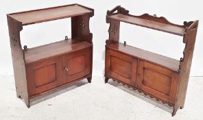 Two wall-hanging racks and a 19th century rosewood and satinwood banded four-tier corner whatnot (3)