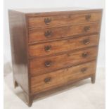 19th century mahogany and boxwood strung secretaire chest with fitted interior above three further