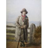 Erskine E Nicol (1825-1904) Watercolour  "An Irish Shepherd Boy", initialled lower right and