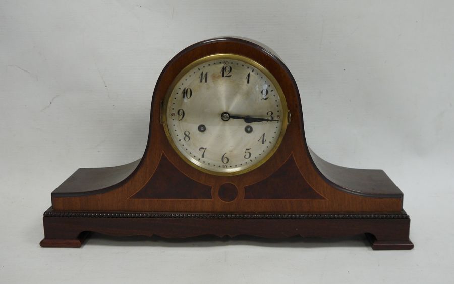 20th century Napoleon's hat-shaped mantel clock with Arabic numerals to the steel dial