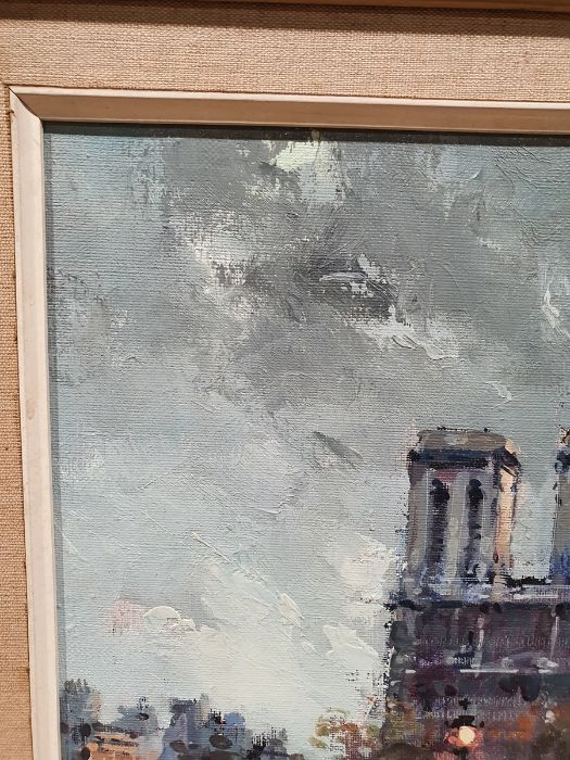 Antoine Blanchard (1910-1988)  Oil on canvas Paris street scene with Notre Dame in stormy weather, - Image 9 of 16