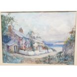 Joseph Hughes Clayton (1870-1930) Watercolour Seaside cottage scene, signed lower right, 25cm x 35cm