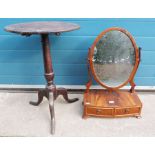 20th century mahogany dressing table mirror on box base with two drawers, ogee bracket feet and a
