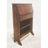 20th century oak student's bureau, the fall with pigeonhole interior, above single drawer and