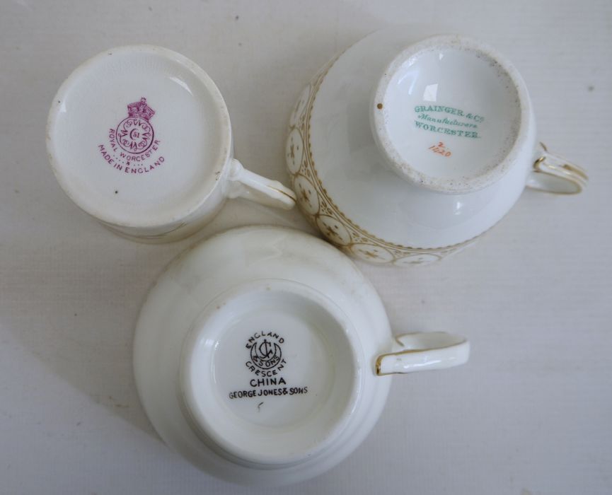 Set of six Royal Worcester coffee cans and saucers, floral spray decorated, a quantity of white - Image 2 of 2