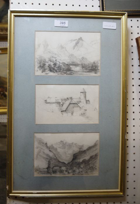 In the manner of Edith Rawnsley (19th century) Set of three pencil studies  Landscape scenes (framed - Image 2 of 2