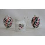 Two 18th century Worcester porcelain tea canisters, Queen Charlotte pattern, ovoid and each on