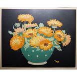 John Hall Thorpe (1874-1947)  Woodblock print "Marigolds", signed in pencil to the margin, 24cm x