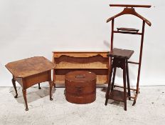 Various assorted items to include mirrors, walnut sewing table, hat box, aspidistra stand, etc (9)