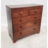 19th century oak and mahogany rectangular chest of three short over three long drawers, on bracket