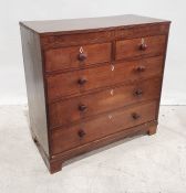 19th century oak and mahogany rectangular chest of three short over three long drawers, on bracket