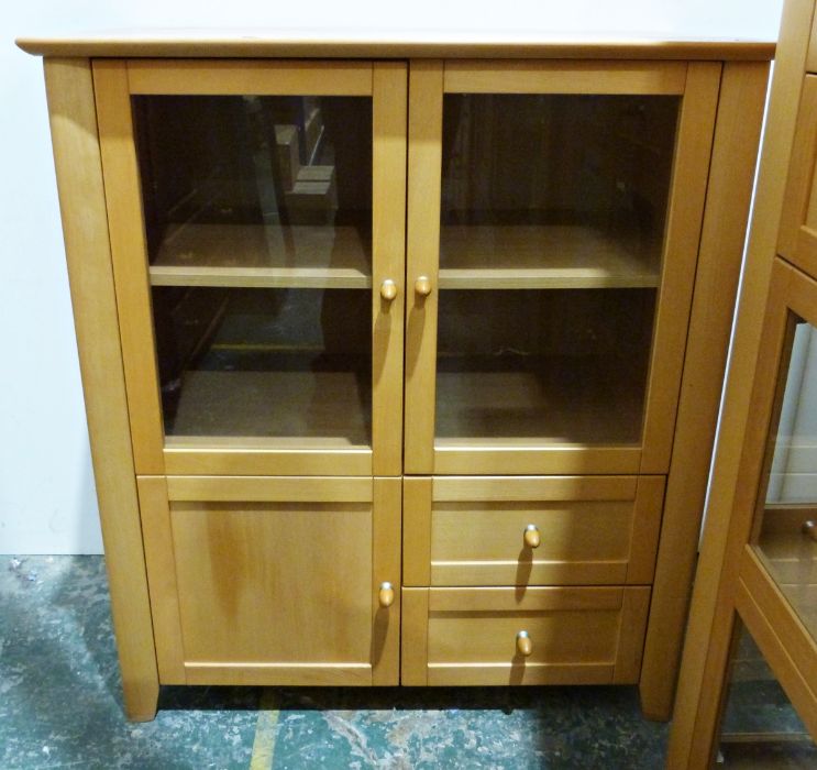 Three assorted display cabinets in beech frames, glazed doors (3) - Image 2 of 2